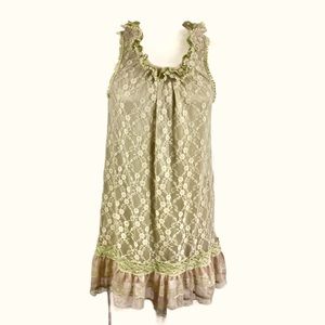 Pretty Good Vintage Look Lace Tank Sage Green